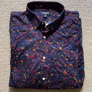 NWT Express mens floral long sleeve button down